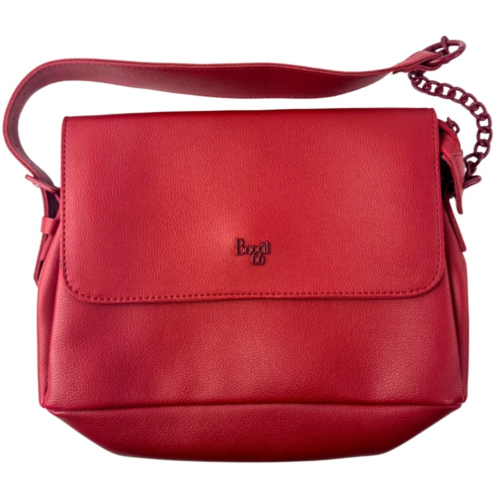 Baggit Elegant Red Leather‎ Shoulder Bag with Chain Vegan Faux Leather